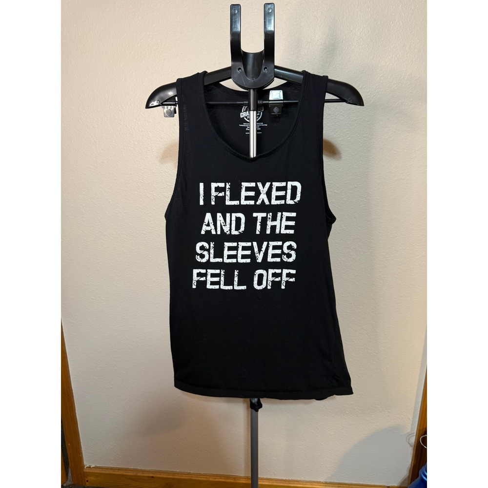 Crazy Dog T-Shirts I Flexed And The Sleeves Fell Off Black Tank Top Mens 2XL